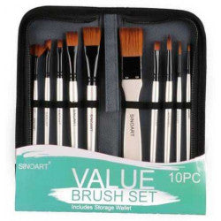 Value 10pcs Art Brush Set with Zip Case